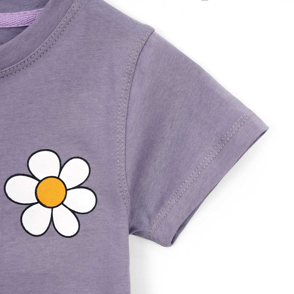 Purple Flower T-Shirt & Trouser Set