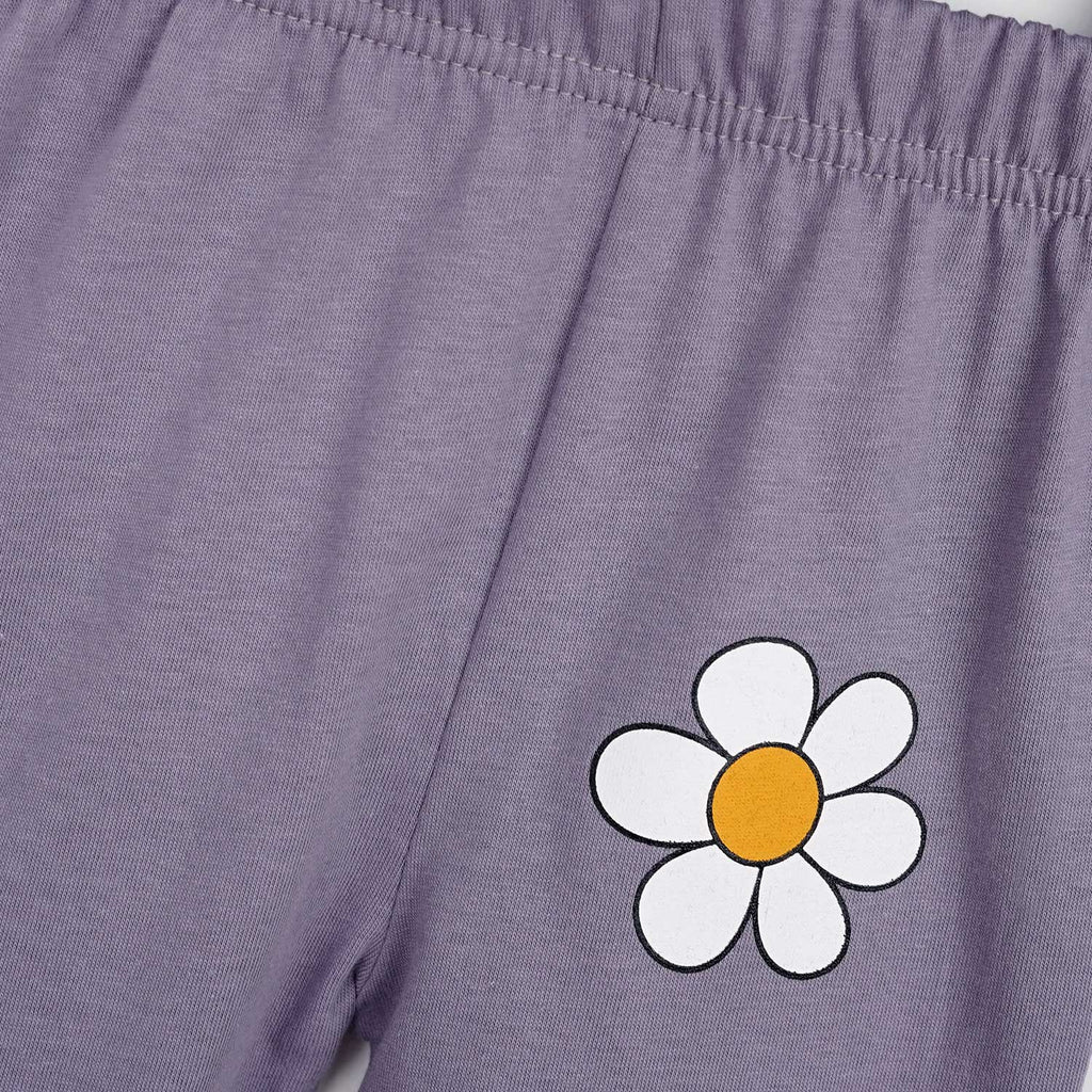 Purple Flower T-Shirt & Trouser Set