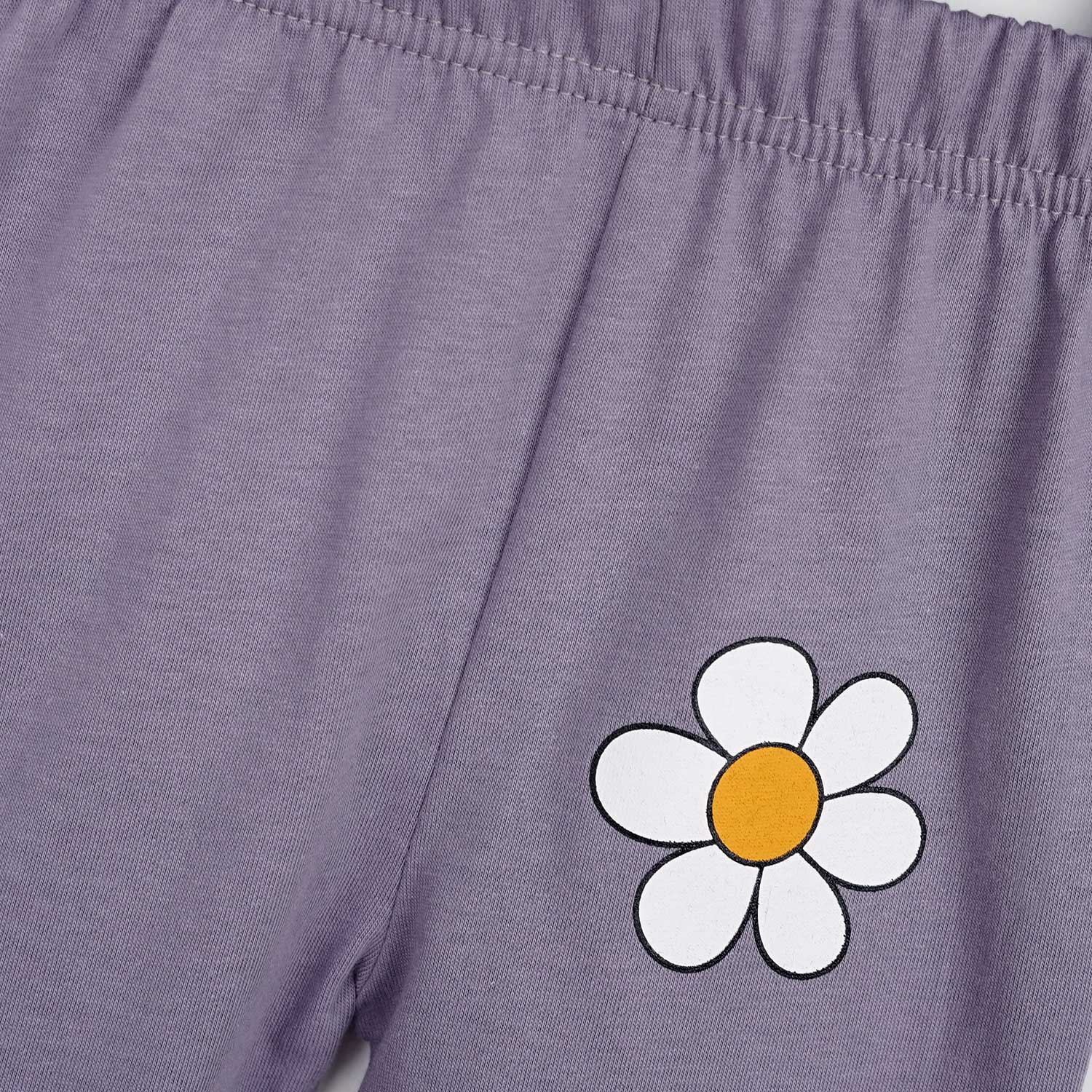 Purple Flower T-Shirt & Trouser Set