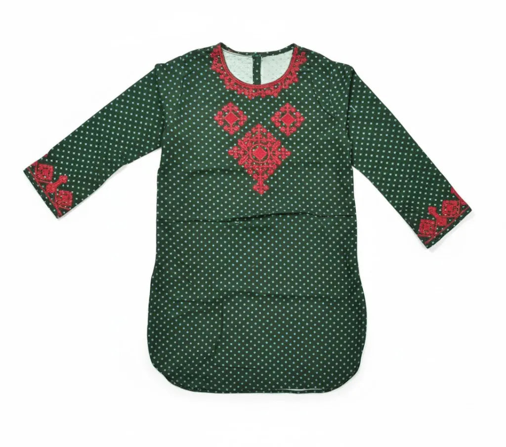 Girls Dot Texture Dark Green Shirt