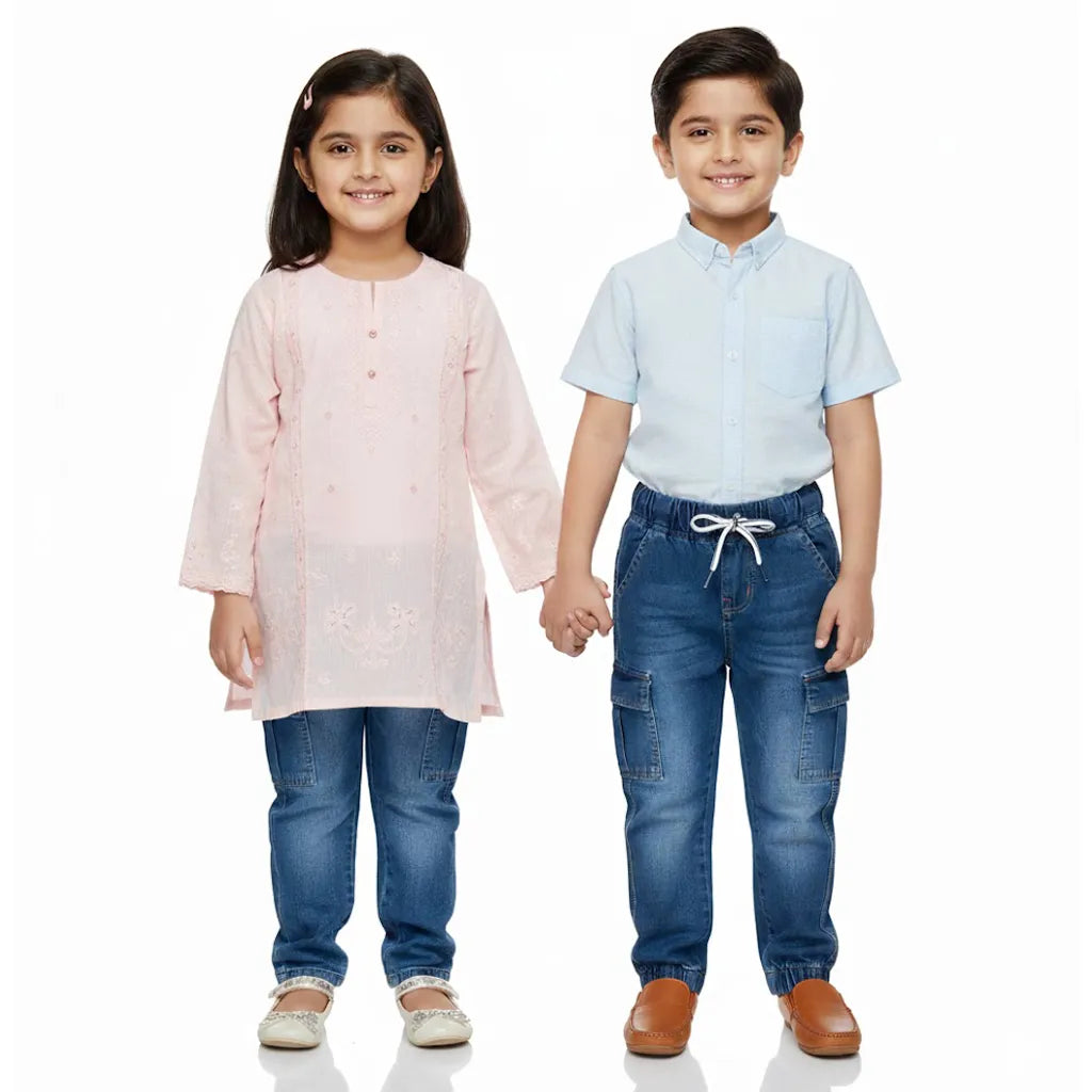 Faded Six Pocket Blue Jeans