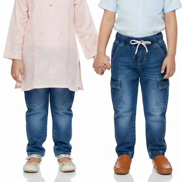 Faded Six Pocket Blue Jeans