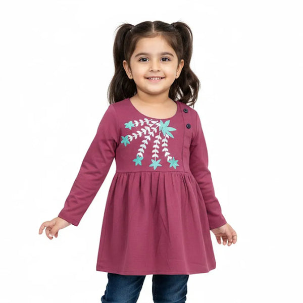 Girls Floral Pink Kurti
