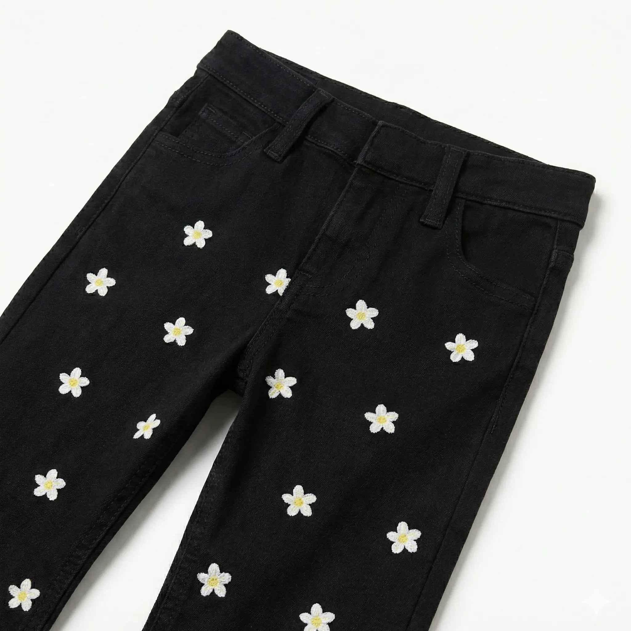 Girls Star Denim Black Jeans