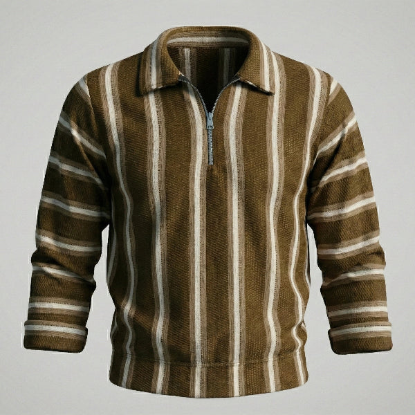 Classic Zip Collar Walnut Brown Shirt