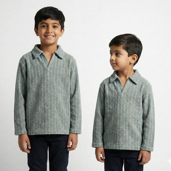 Boys Slate Blue Stripe Shirt