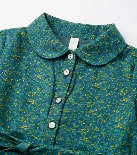 Girls Abstract Pattern Sea Green Kurti Set