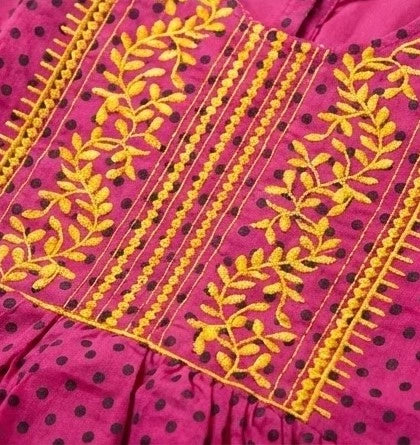 Girls Embroided Neck Red Kurti