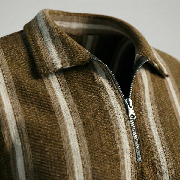 Classic Zip Collar Walnut Brown Shirt