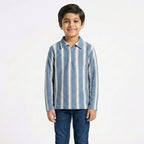 Classic Zip Collar Steel Blue Shirt