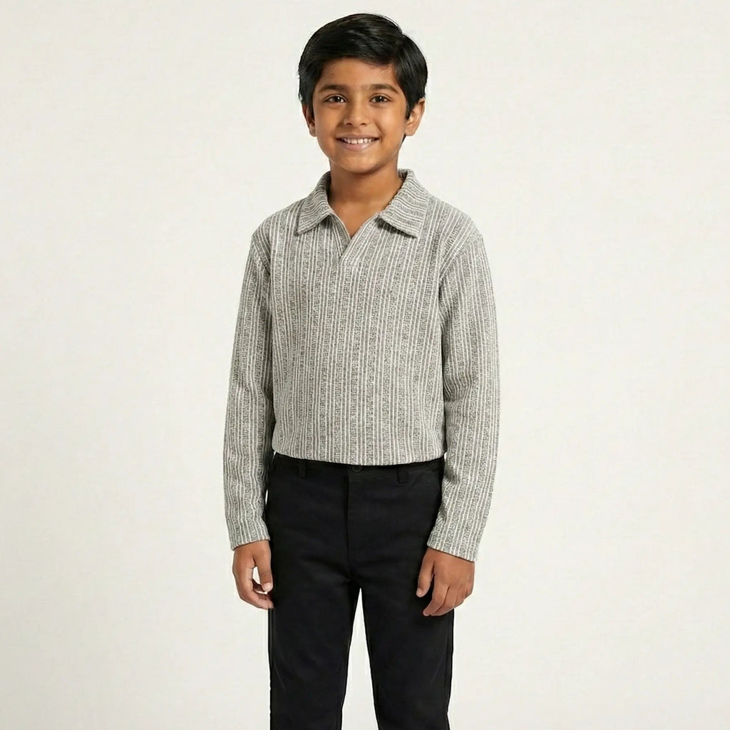 Boys Grey Stripe Shirt