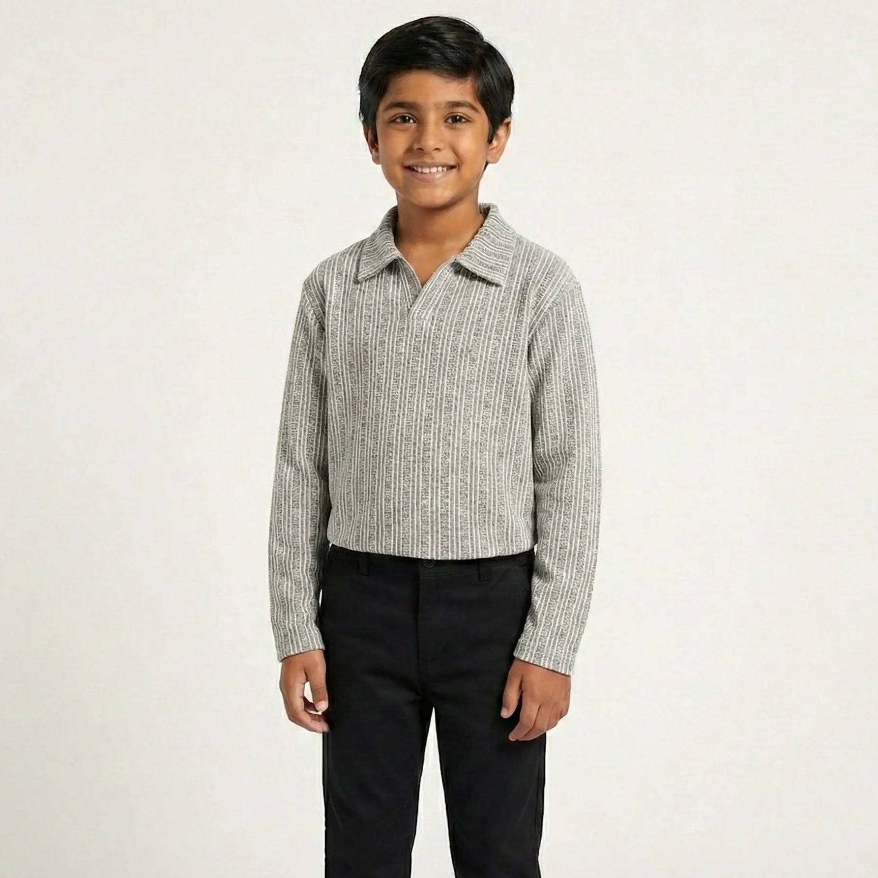 Boys Grey Stripe Shirt