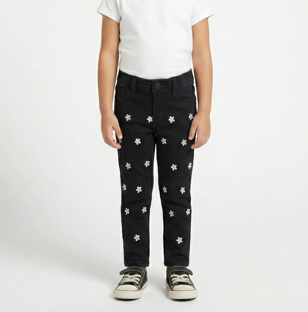 Girls Star Denim Black Jeans