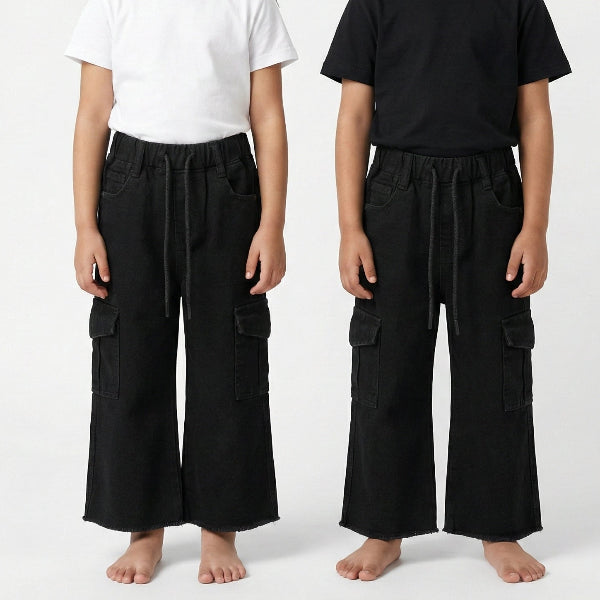 Six Pocket Cargo Black Jeans