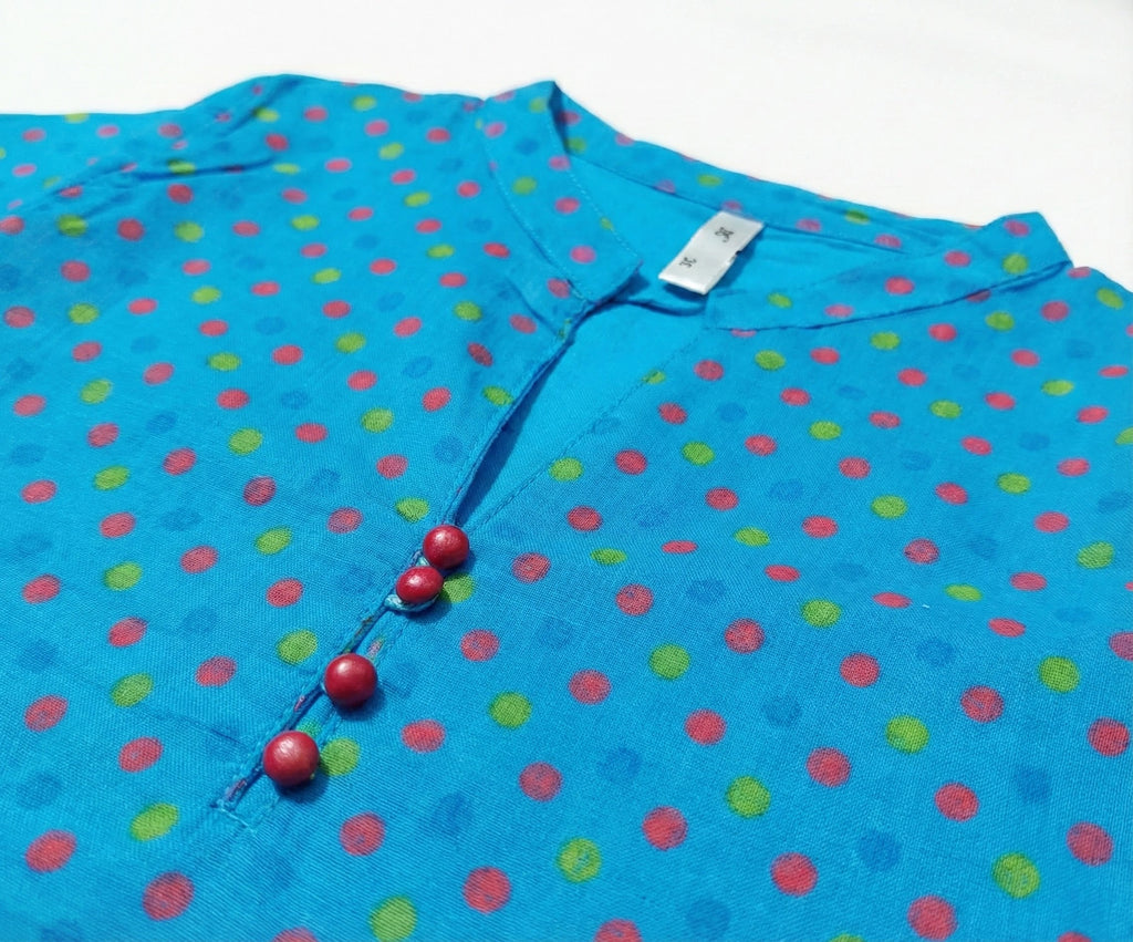 Girls Dotted Blue Kurti