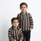 Classic Zip Collar Brown Shirt