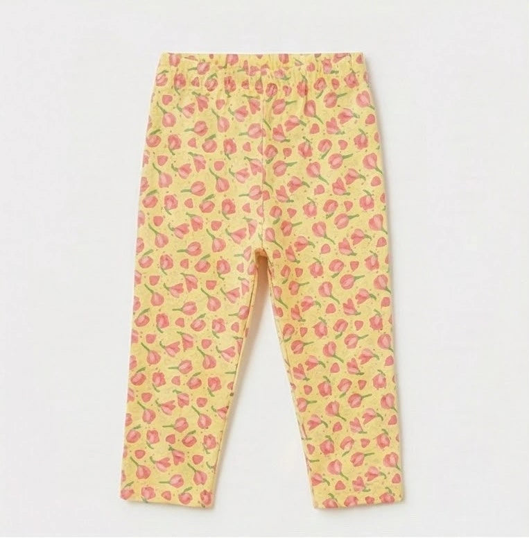 Girls Flower Pattern Light Green Kurti Set