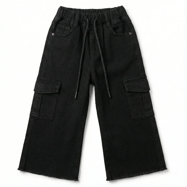 Six Pocket Cargo Black Jeans