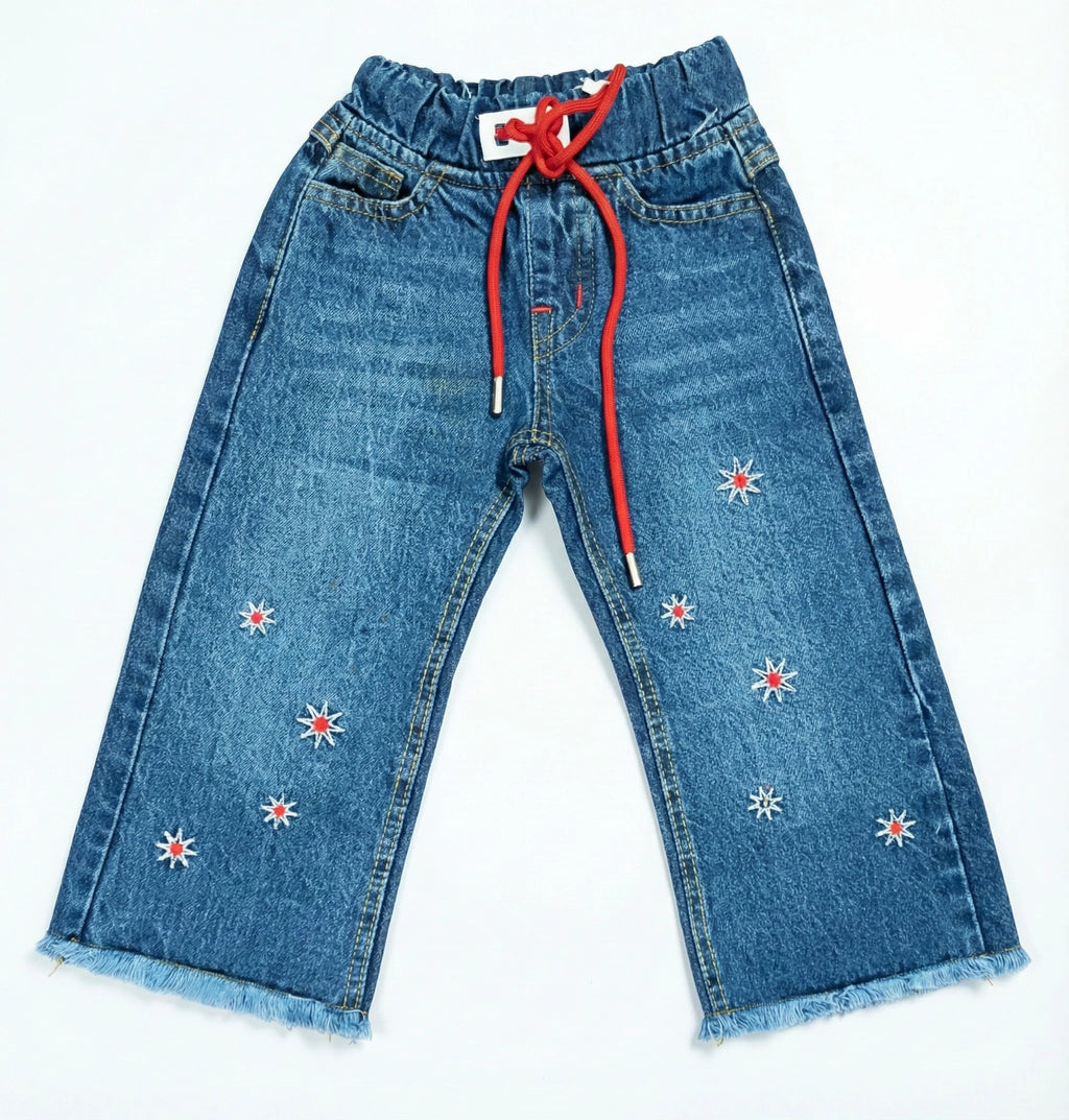 Girls Star faded Dark Blue Jeans