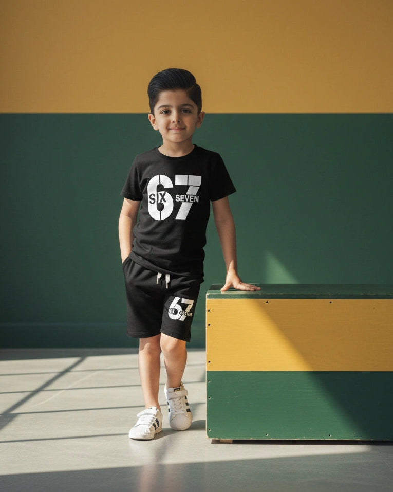 Boys' 67 Printed Short Sleeve Shirt and Trouser Set