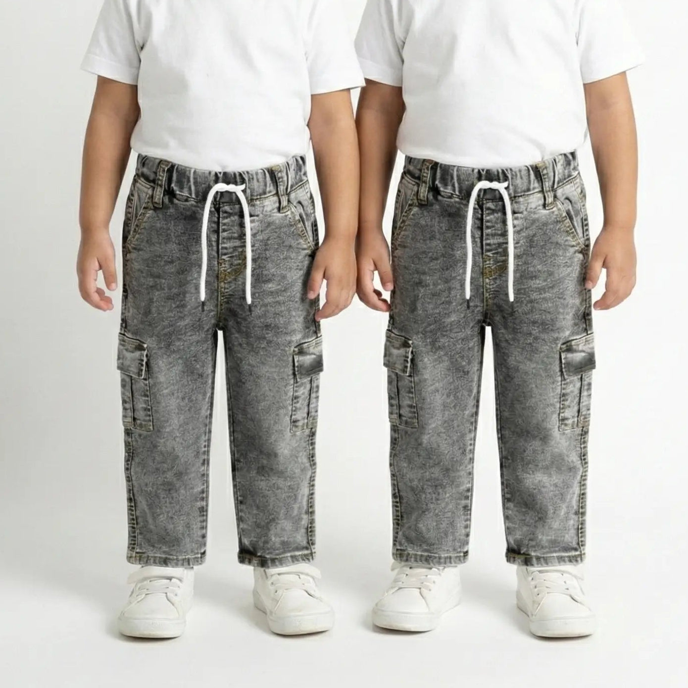 Snow Wash Denim Grey Jeans