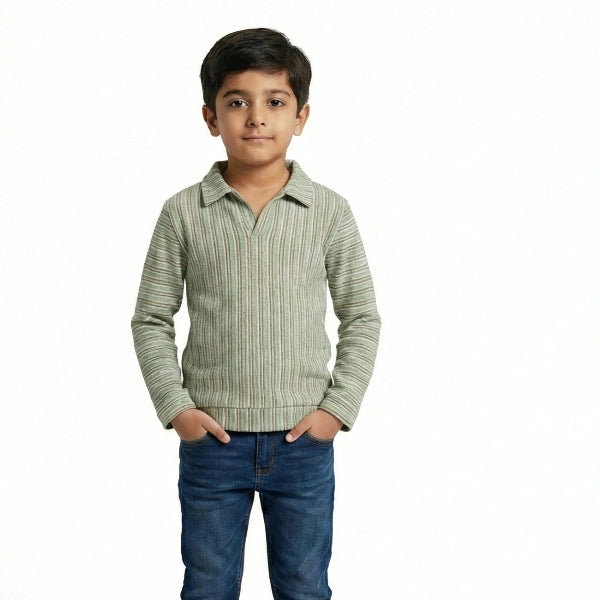 Boys Olive Mist Stripe Shirt