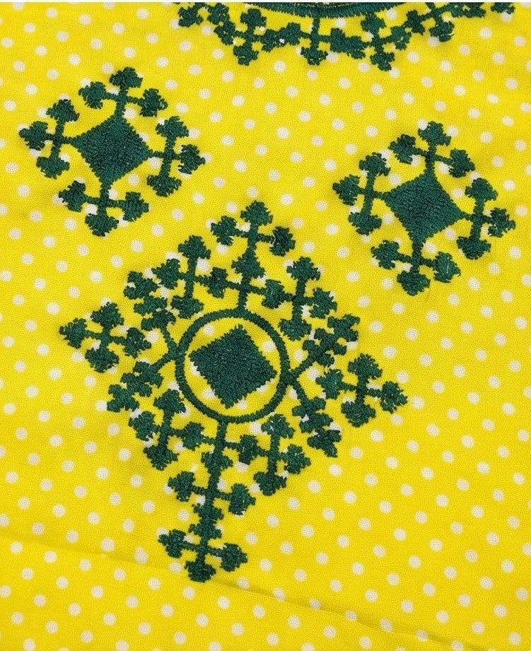 Girls Embroided Neck Yellow Kurti