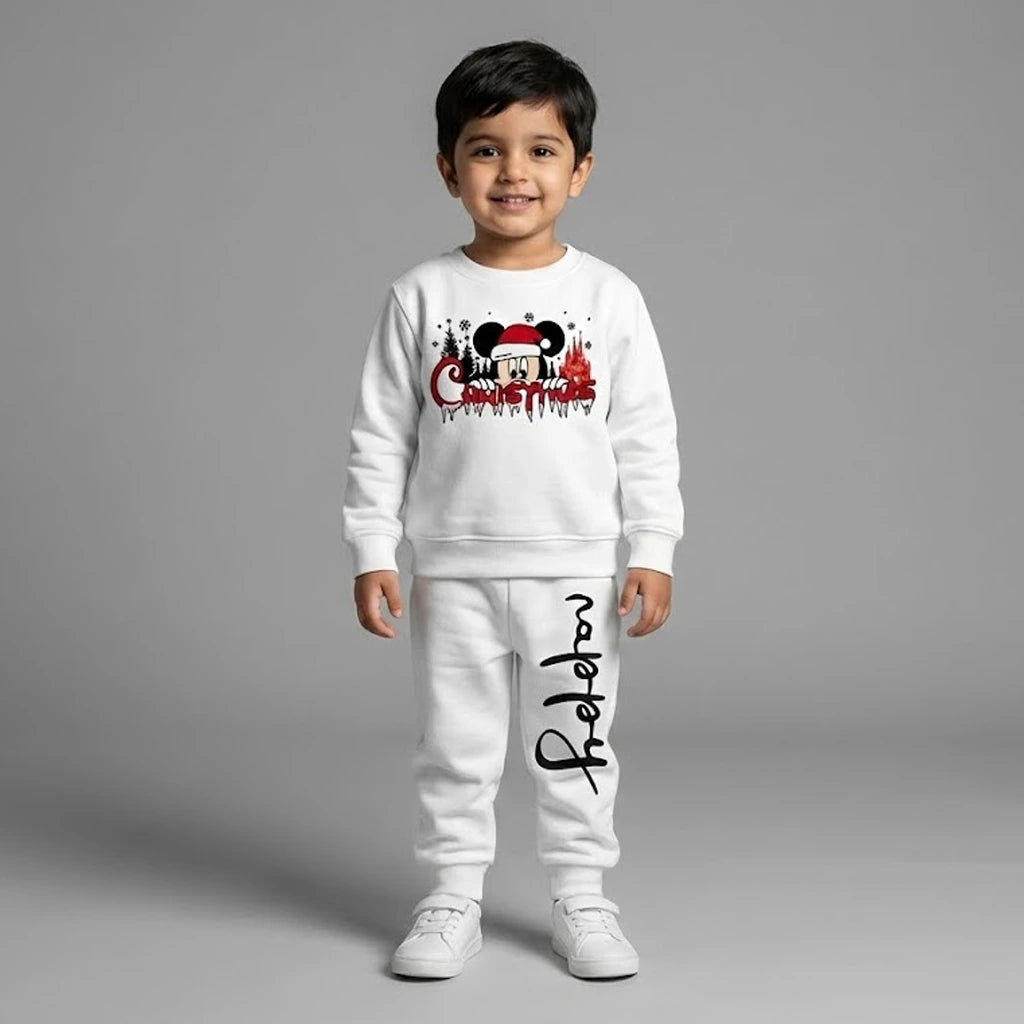 Happy Christmis White Tracksuit