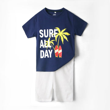 "Surf All Day" Blue Summer Outift