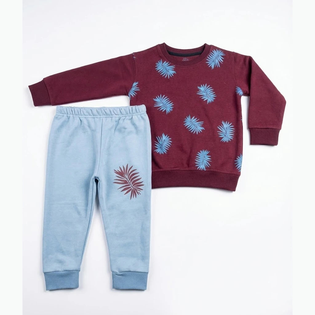 Leaf Maroon & Light Blue Tracksuit