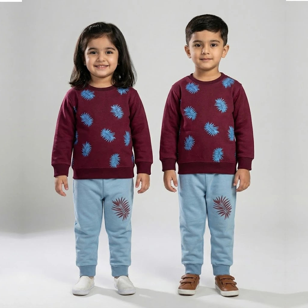 Leaf Maroon & Light Blue Tracksuit