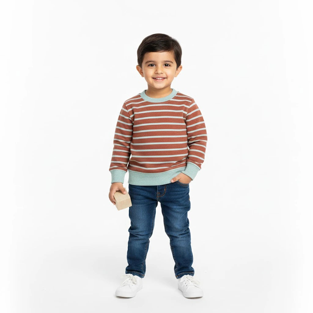 Striped Dark Orange Grey Sweatshirt