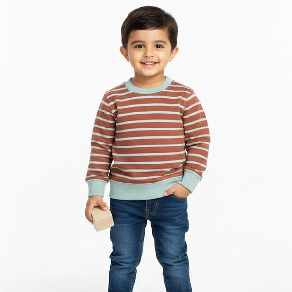 Striped Dark Orange Grey Sweatshirt