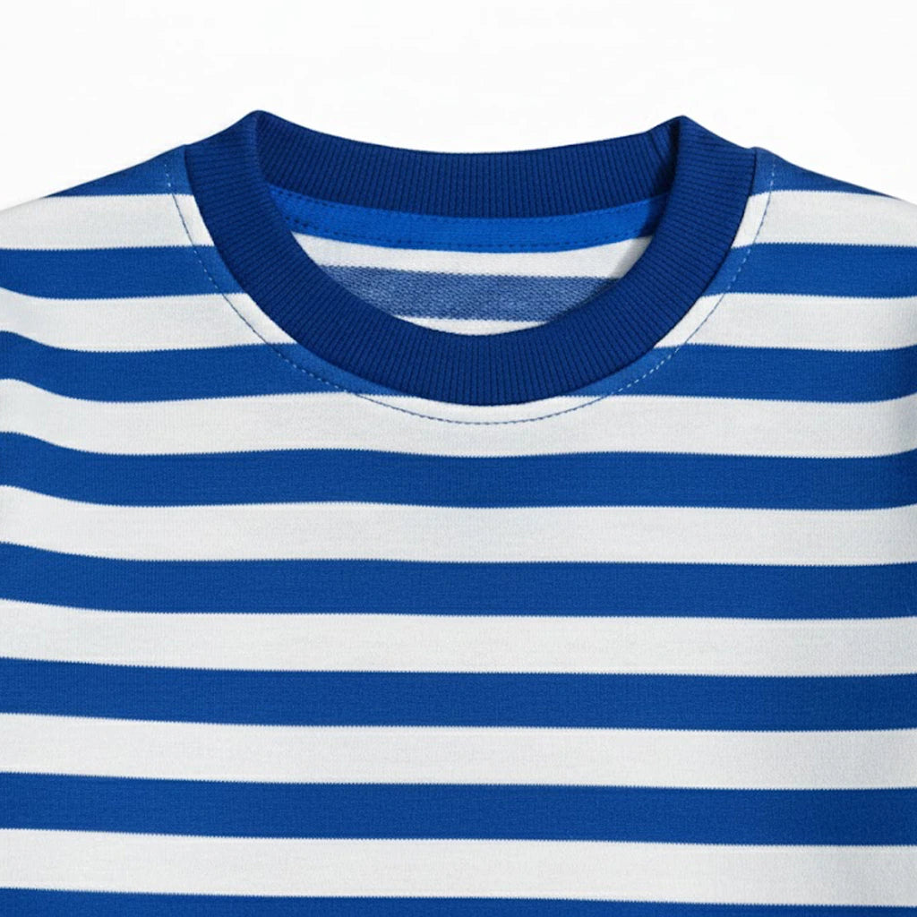 Striped White Blue Sweatshirt