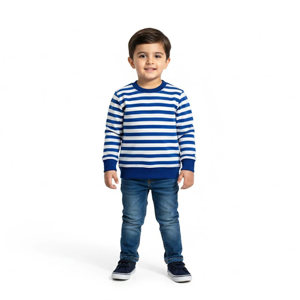 Striped White Blue Sweatshirt