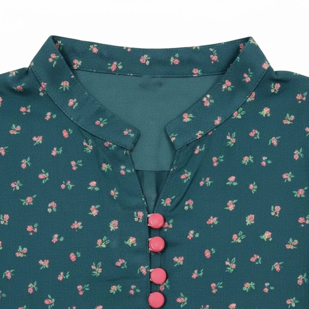 Girls Mini Floral Dark Ferozi Shirt