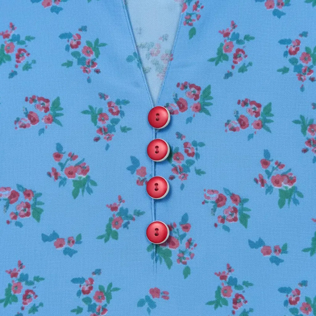 Girls Mini Floral Sky Blue Shirt