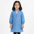 Girls Mini Floral Sky Blue Kurti