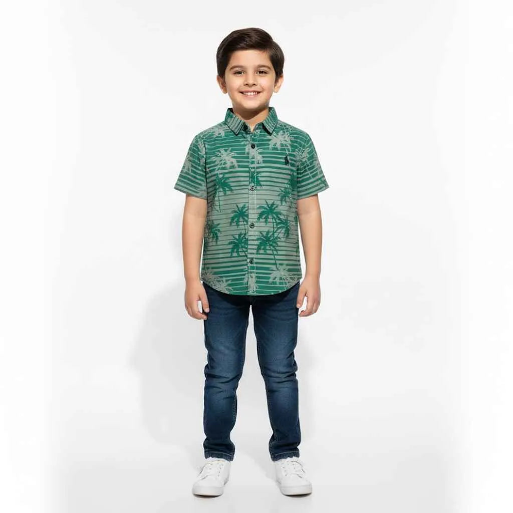 Polo Green Tree Texture Shirt