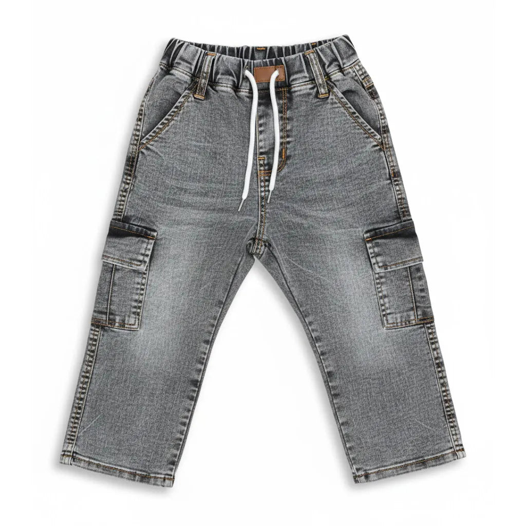 Six Pocket Faded Dark Grey Jeans