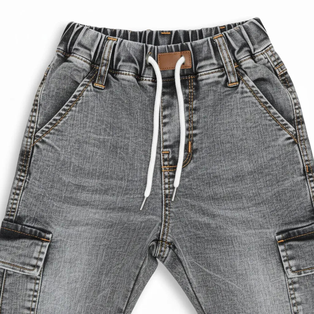 Six Pocket Faded Dark Grey Jeans