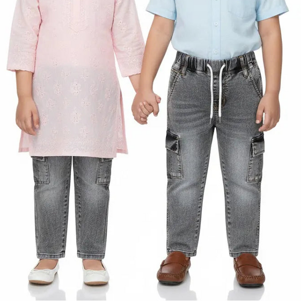 Six Pocket Faded Dark Grey Jeans