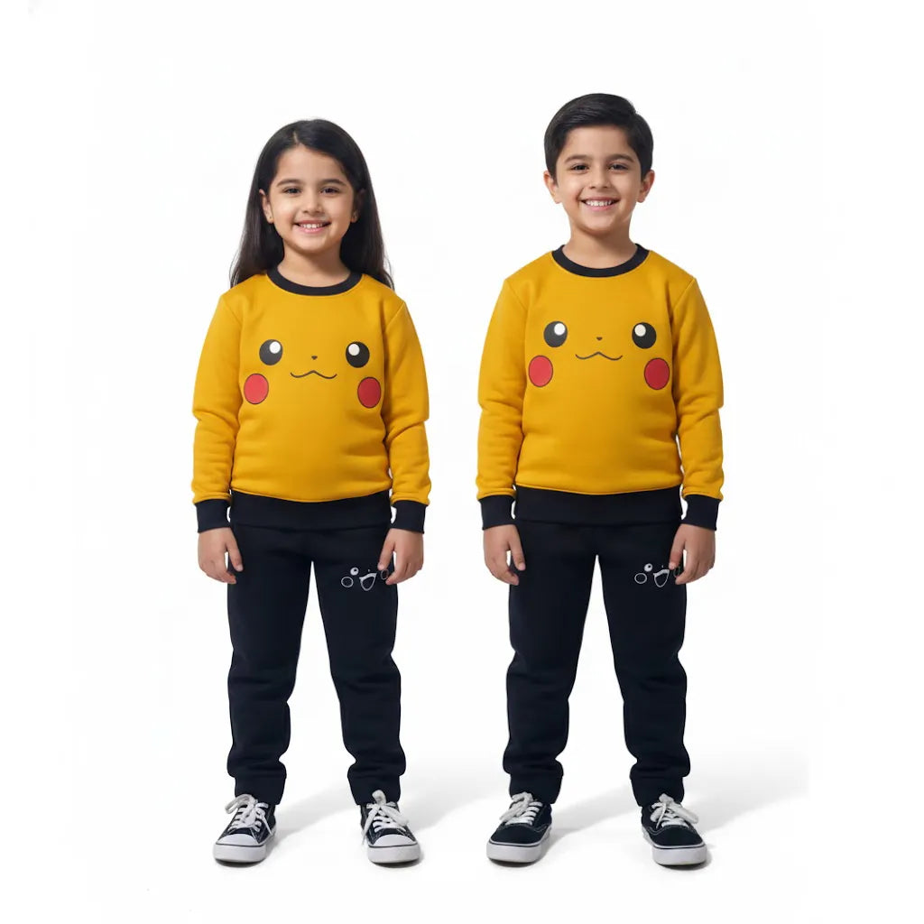 Smiley face Deep Yellow Black Tracksuit