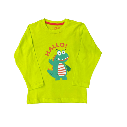 Green Tshirt Hallo Dino - Miniwears