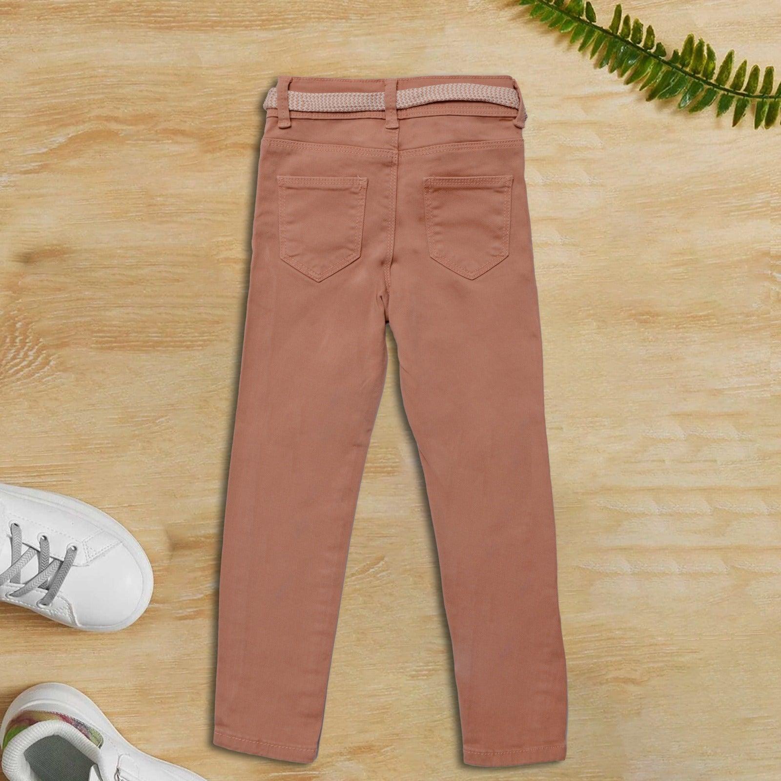 Girls Skin Colored Cotton Pants - Miniwears