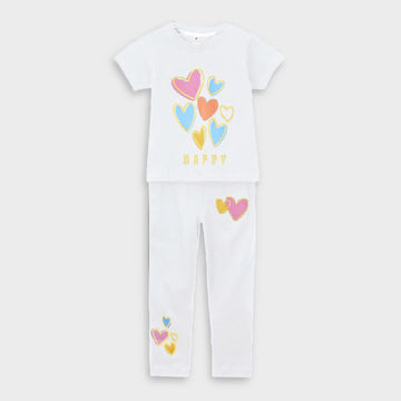 Happy T-Shirt & Trouser Set white