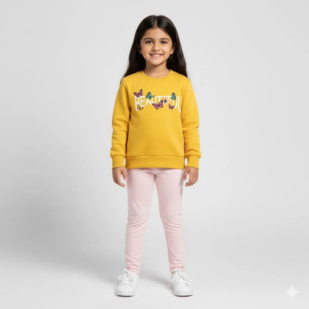 Beautiful Butterfly Yellow pink Tracksuit - Miniwears