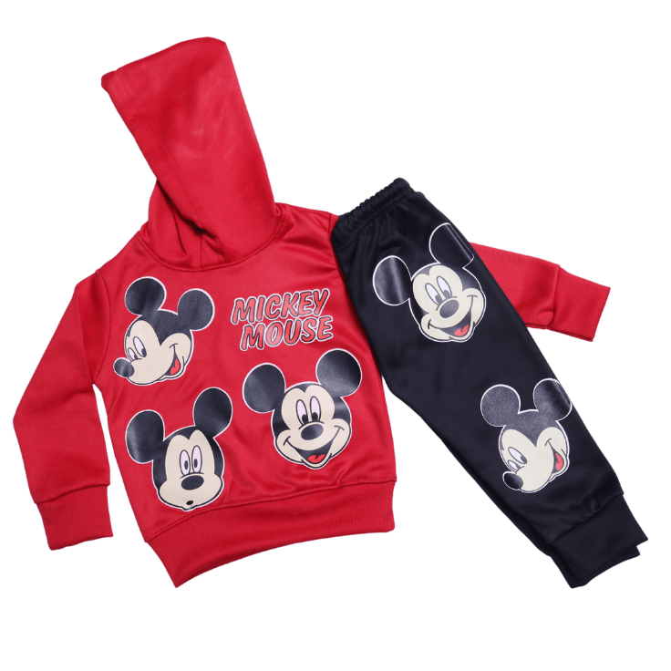 Black And Red Mickey Tracksuit (Fleece) - Miniwears