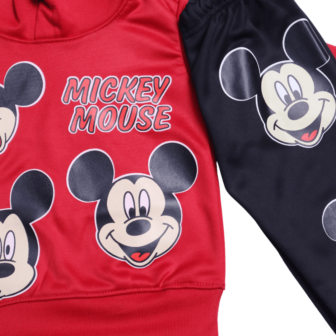 Black And Red Mickey Tracksuit (Fleece) - Miniwears