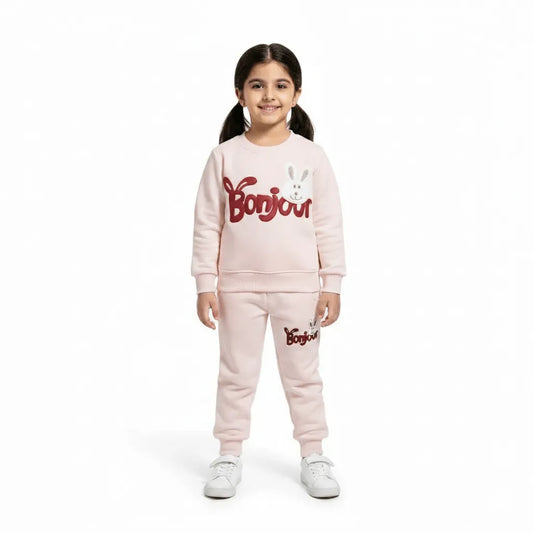 Bonjour Light Pink Tracksuit - Miniwears
